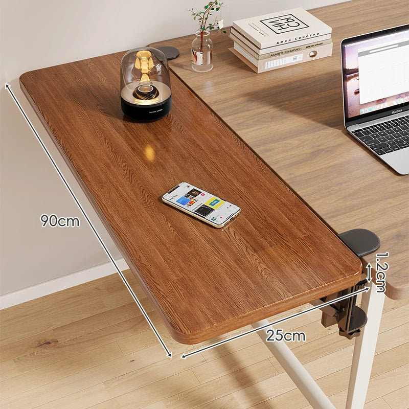 Desk Side Shelf Clamp-On Folding Wood Veneer