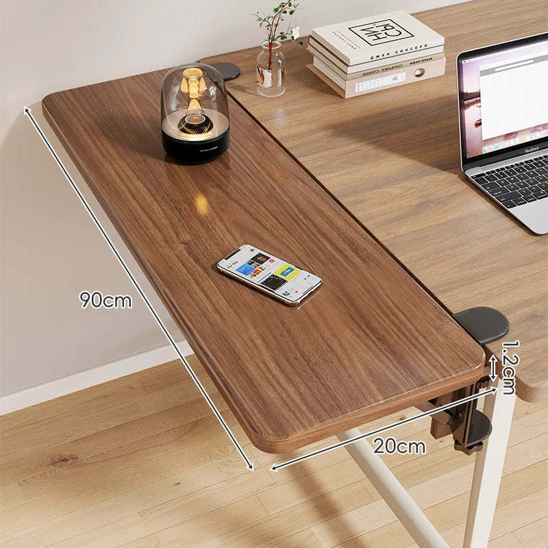 Desk Side Shelf Clamp-On Folding Wood Veneer