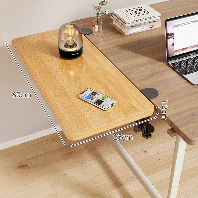 Desk Side Shelf Clamp-On Folding Wood Veneer
