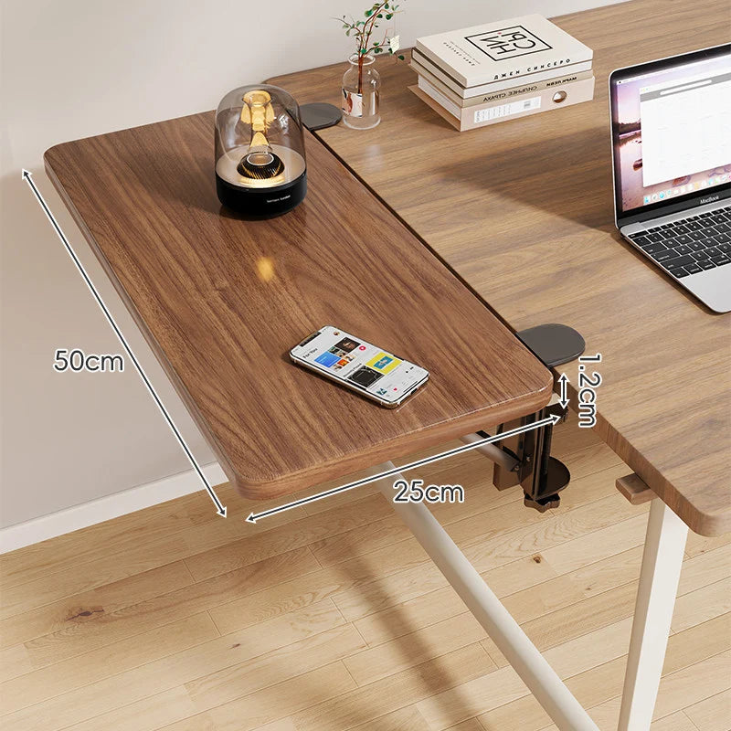 Desk Side Shelf Clamp-On Folding Wood Veneer
