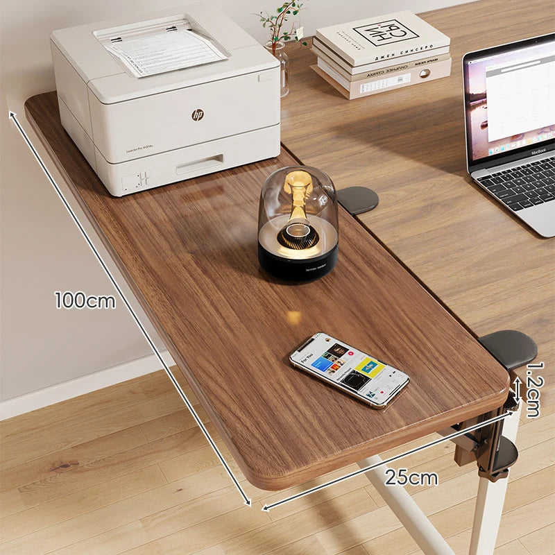 Desk Side Shelf Clamp-On Folding Wood Veneer