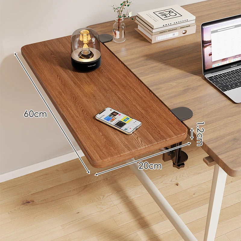 Desk Side Shelf Clamp-On Folding Wood Veneer