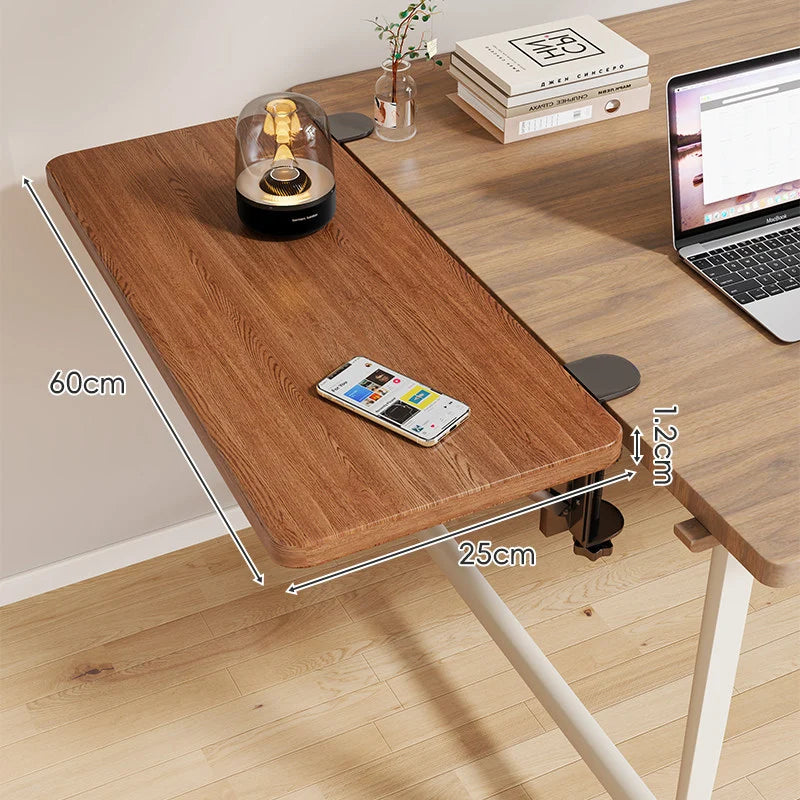 Desk Side Shelf Clamp-On Folding Wood Veneer