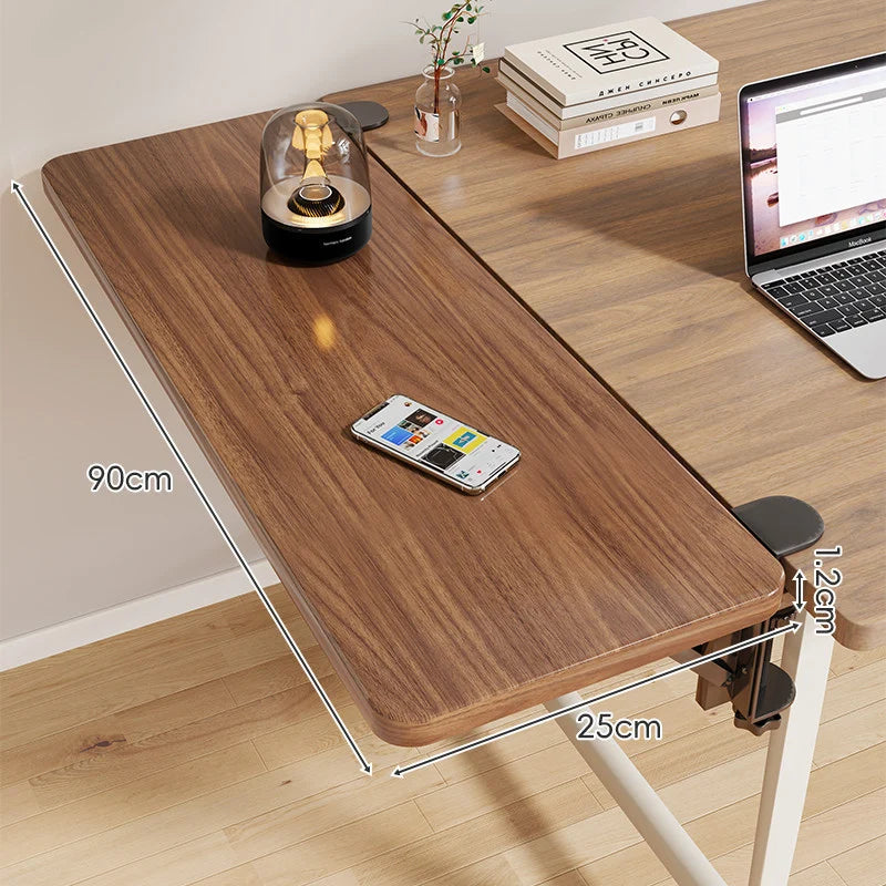 Desk Side Shelf Clamp-On Folding Wood Veneer