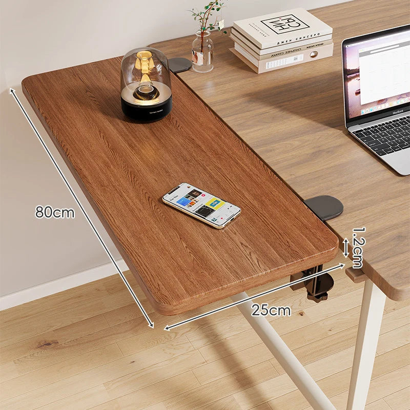 Desk Side Shelf Clamp-On Folding Wood Veneer