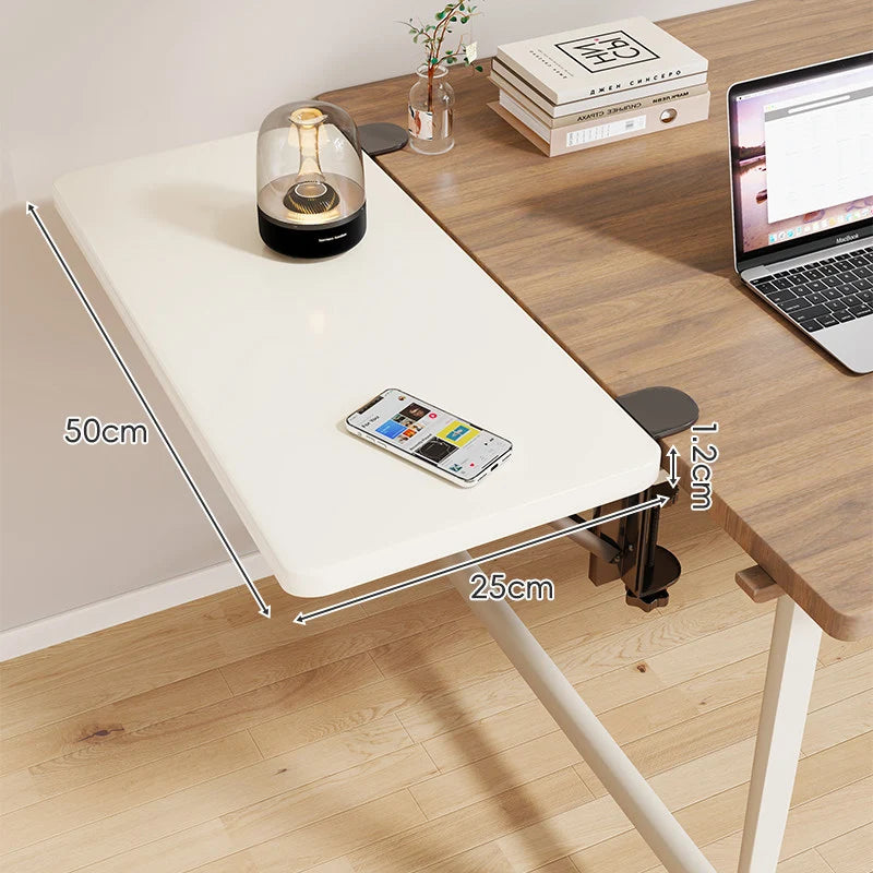 Desk Side Shelf Clamp-On Folding Wood Veneer