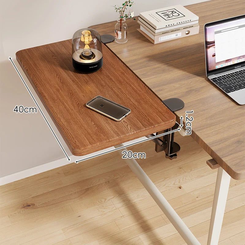 Desk Side Shelf Clamp-On Folding Wood Veneer