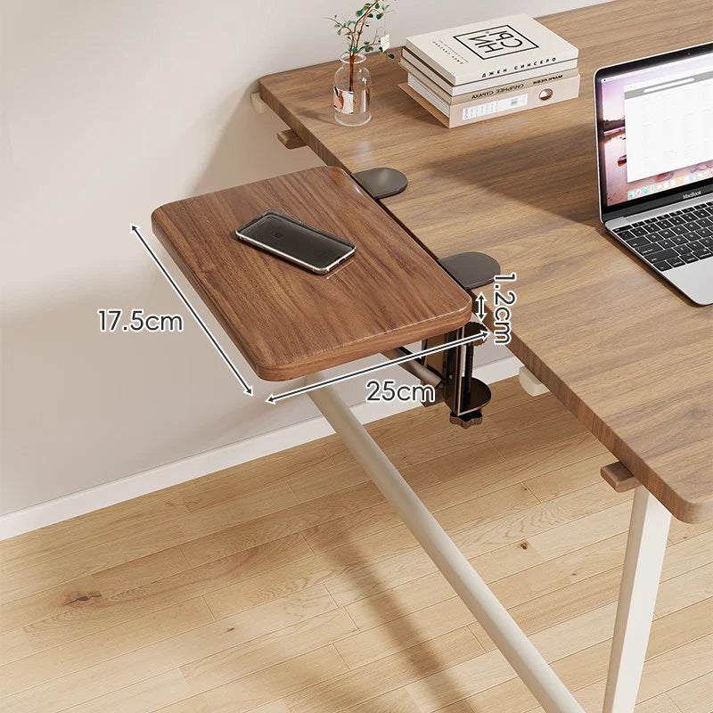 Desk Side Shelf Clamp-On Folding Wood Veneer