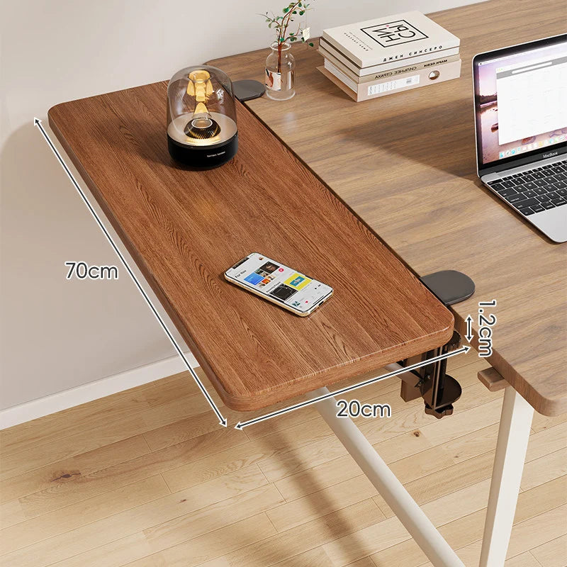 Desk Side Shelf Clamp-On Folding Wood Veneer