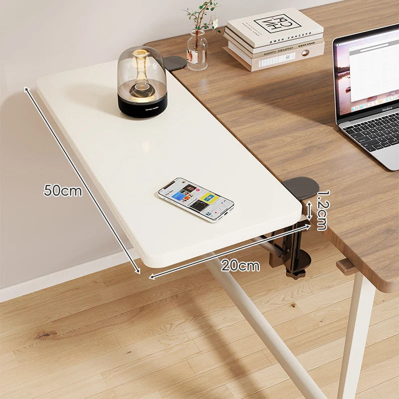 Desk Side Shelf Clamp-On Folding Wood Veneer
