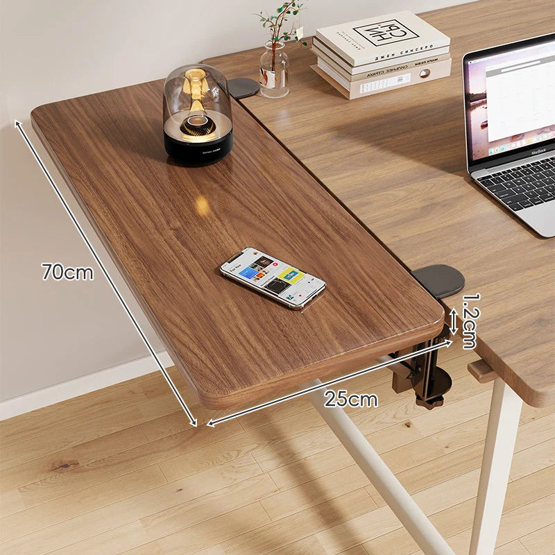 Desk Side Shelf Clamp-On Folding Wood Veneer