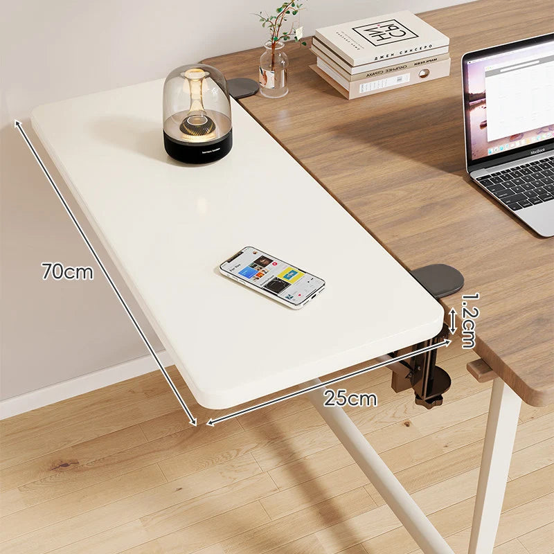 Desk Side Shelf Clamp-On Folding Wood Veneer