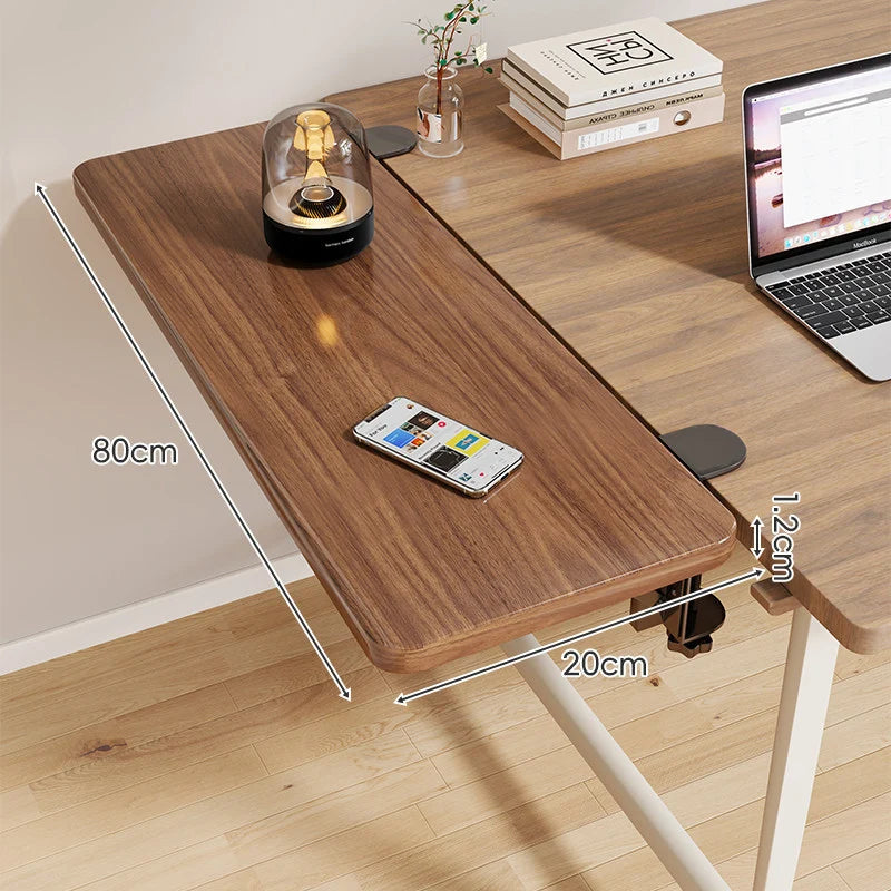 Desk Side Shelf Clamp-On Folding Wood Veneer
