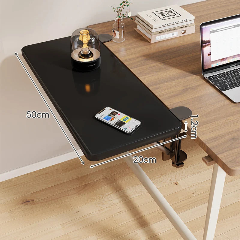 Desk Side Shelf Clamp-On Folding Wood Veneer