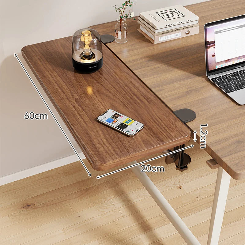 Desk Side Shelf Clamp-On Folding Wood Veneer
