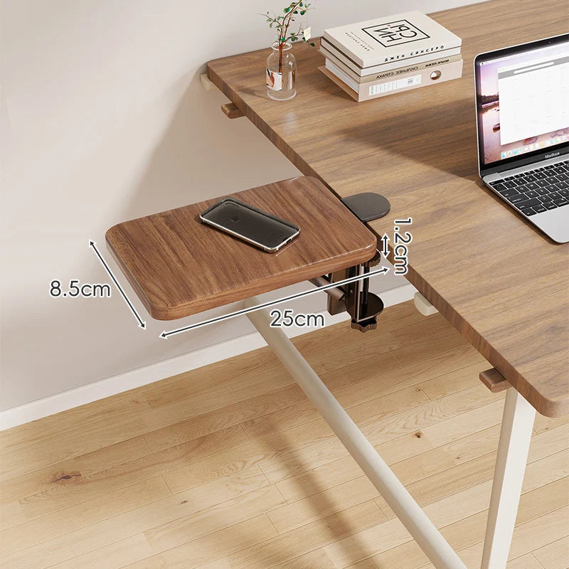 Desk Side Shelf Clamp-On Folding Wood Veneer