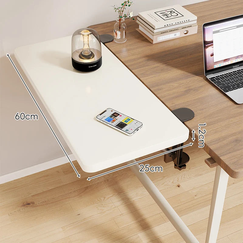 Desk Side Shelf Clamp-On Folding Wood Veneer
