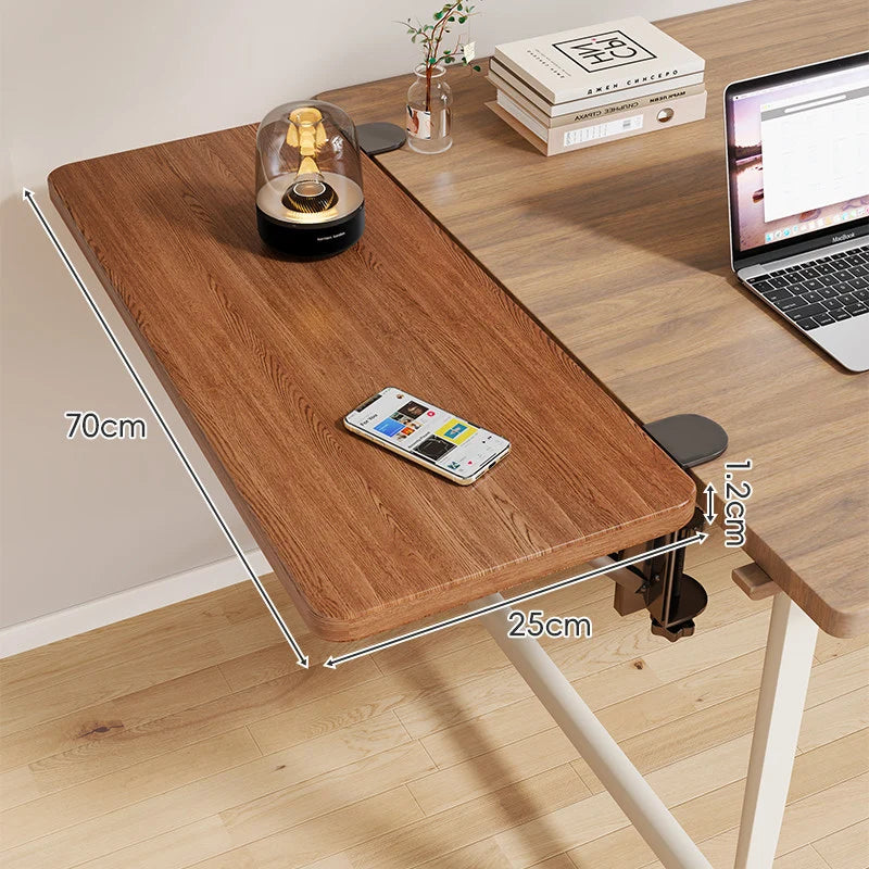 Desk Side Shelf Clamp-On Folding Wood Veneer