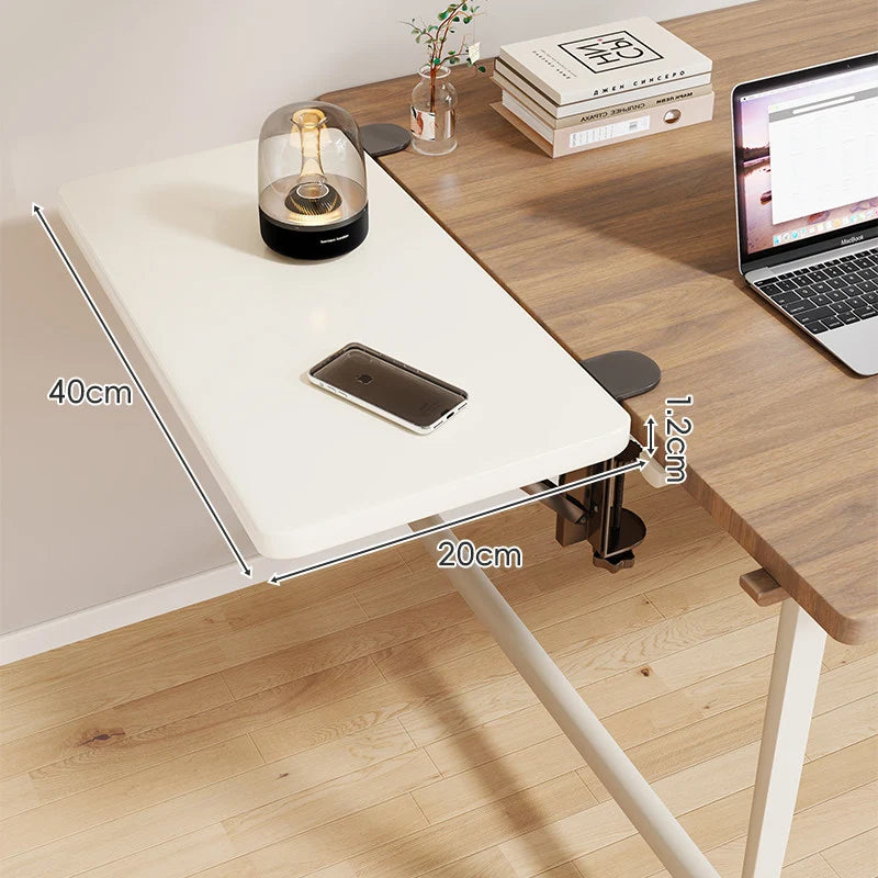 Desk Side Shelf Clamp-On Folding Wood Veneer