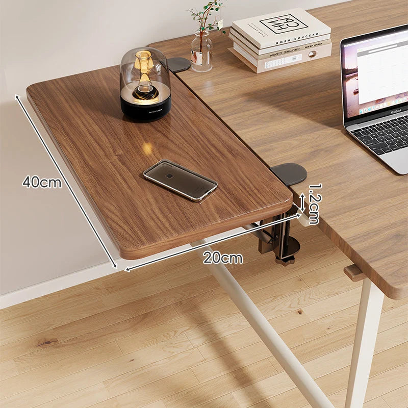 Desk Side Shelf Clamp-On Folding Wood Veneer