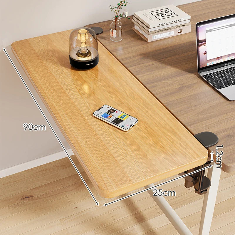 Desk Side Shelf Clamp-On Folding Wood Veneer