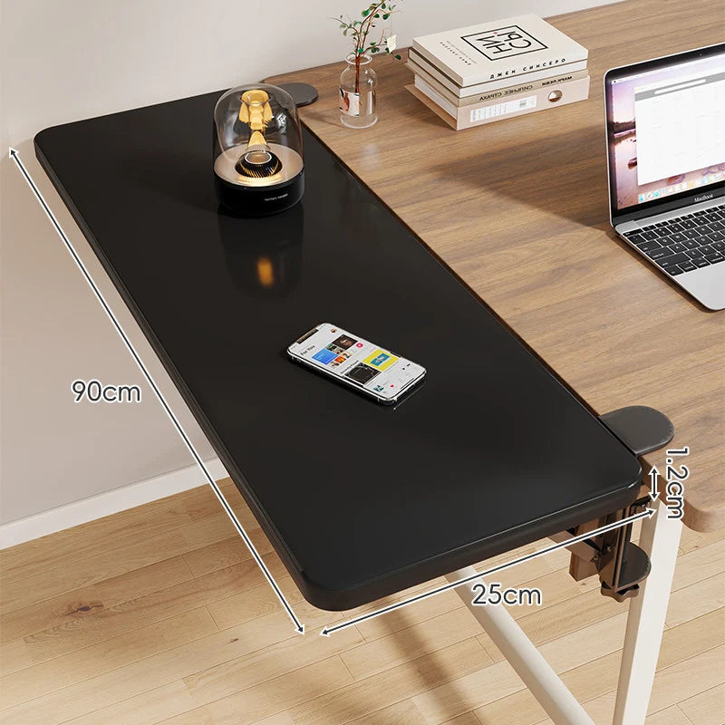 Desk Side Shelf Clamp-On Folding Wood Veneer
