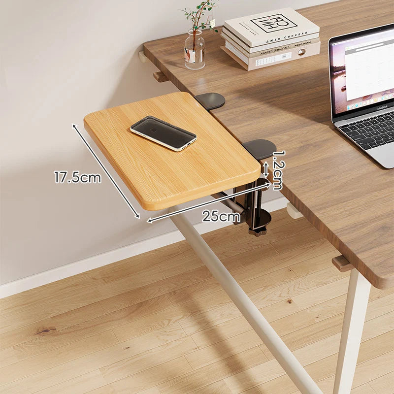 Desk Side Shelf Clamp-On Folding Wood Veneer