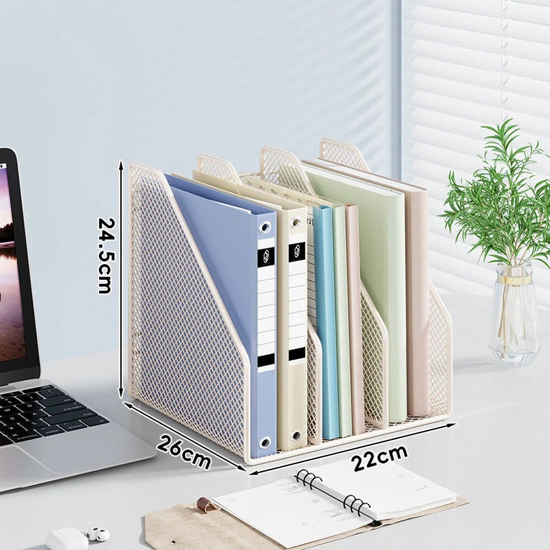 Desktop File Organizer Metal Mesh Non-Slip Base
