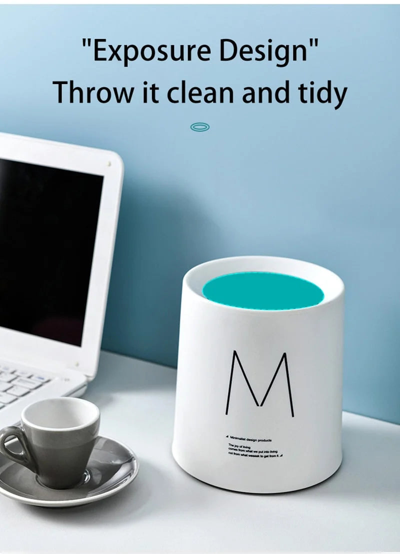 Desktop Waste Bin Double-Layer Compact Plastic