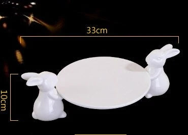 Dessert Serving Tray Ceramic Rabbit Design