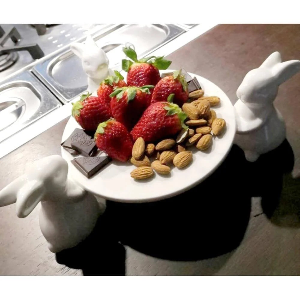 Dessert Serving Tray Ceramic Rabbit Design