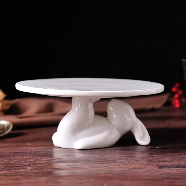 Dessert Serving Tray Ceramic Rabbit Design