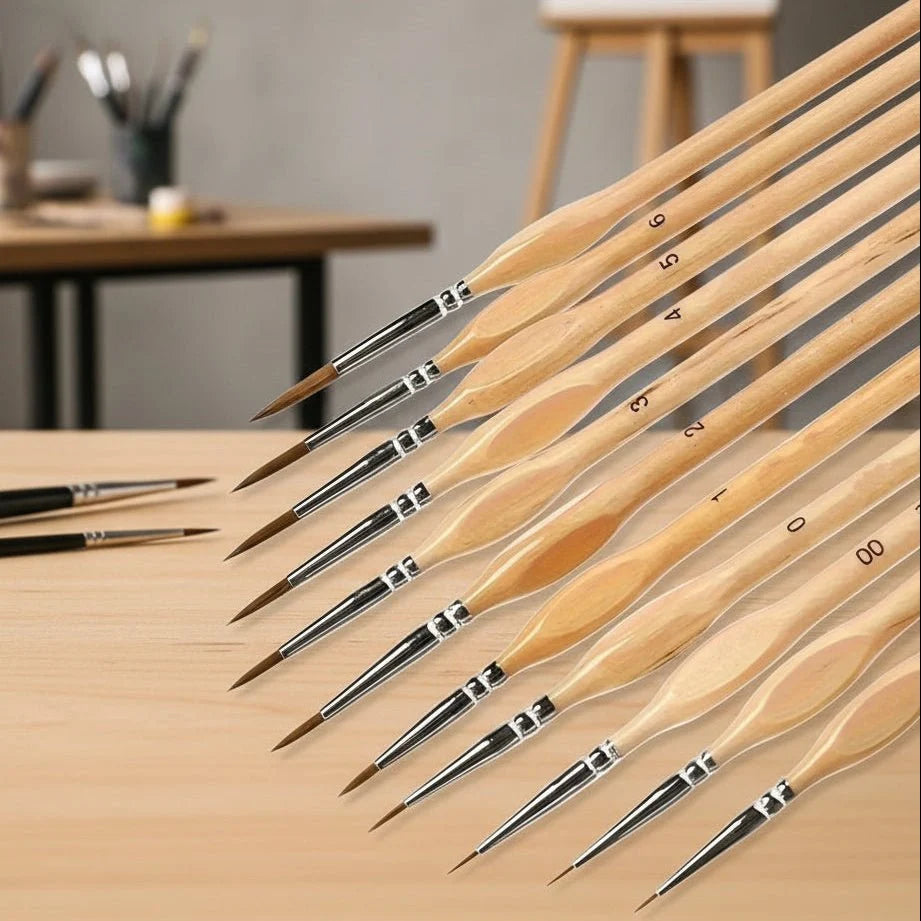 Detail Paintbrush Synthetic Bristles Ergonomic Wooden Handle