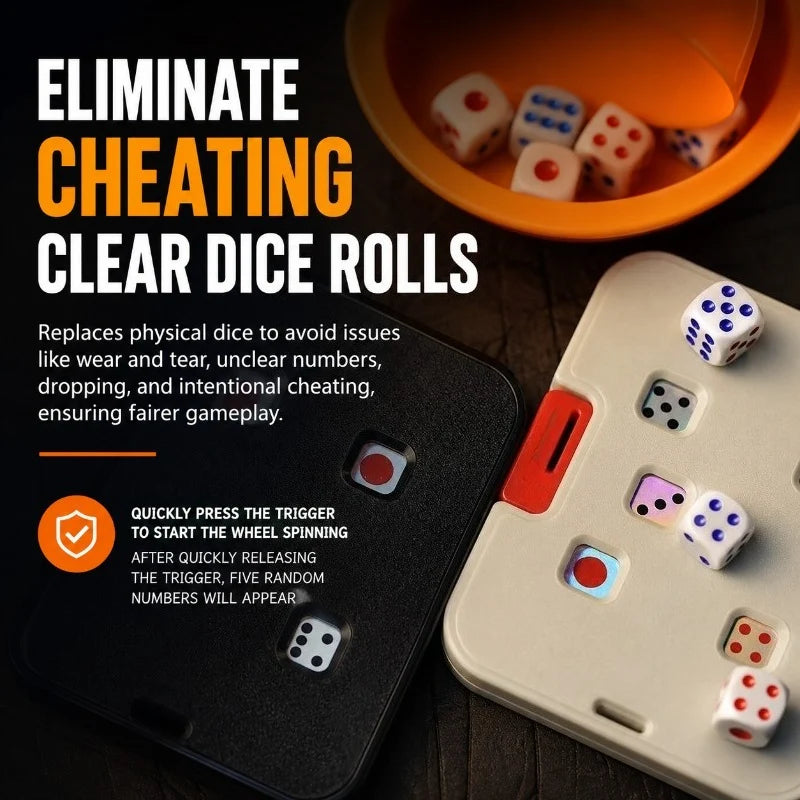 Dice Spinner Five D6 Wheels Battery-Free Pocket-Sized