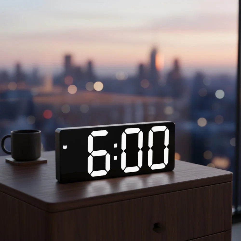 Digital Alarm Clock LED Time & Temperature Display