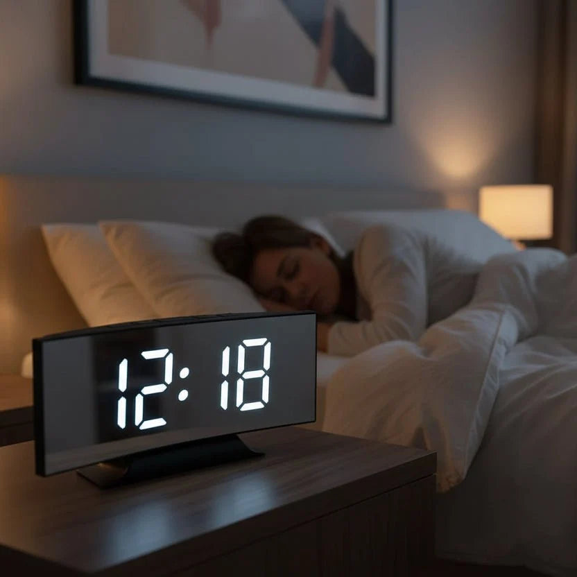 Digital Alarm Clock Large LED Display Silent Operation