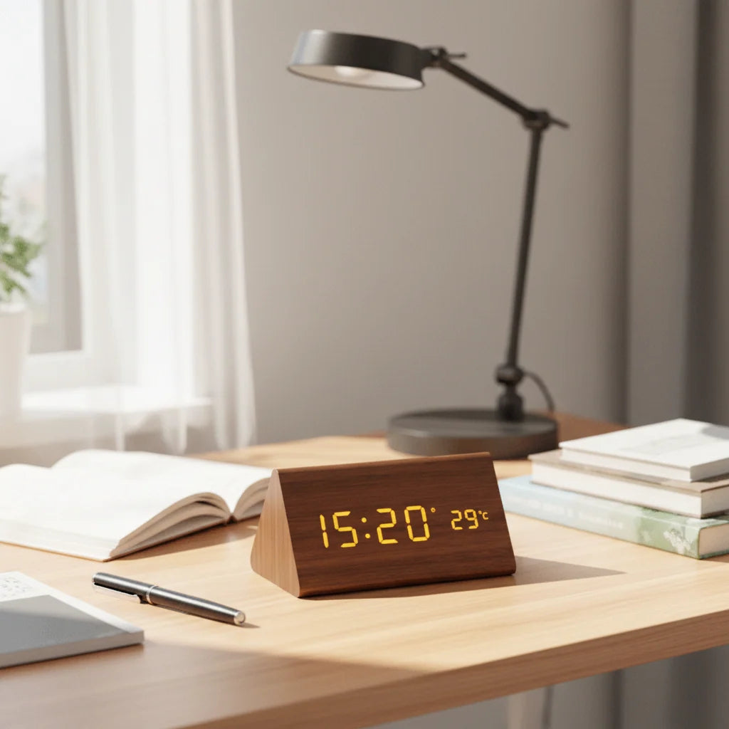 Digital Alarm Clock Sound Activated Dimmable LED Display