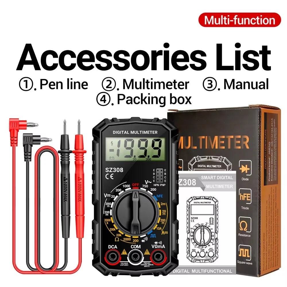Digital Multimeter AC 750V DC 1000V 27.6 Inch Leads