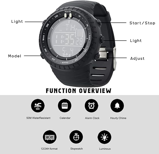 Digital Watch Waterproof & Shock-Resistant LED Backlight