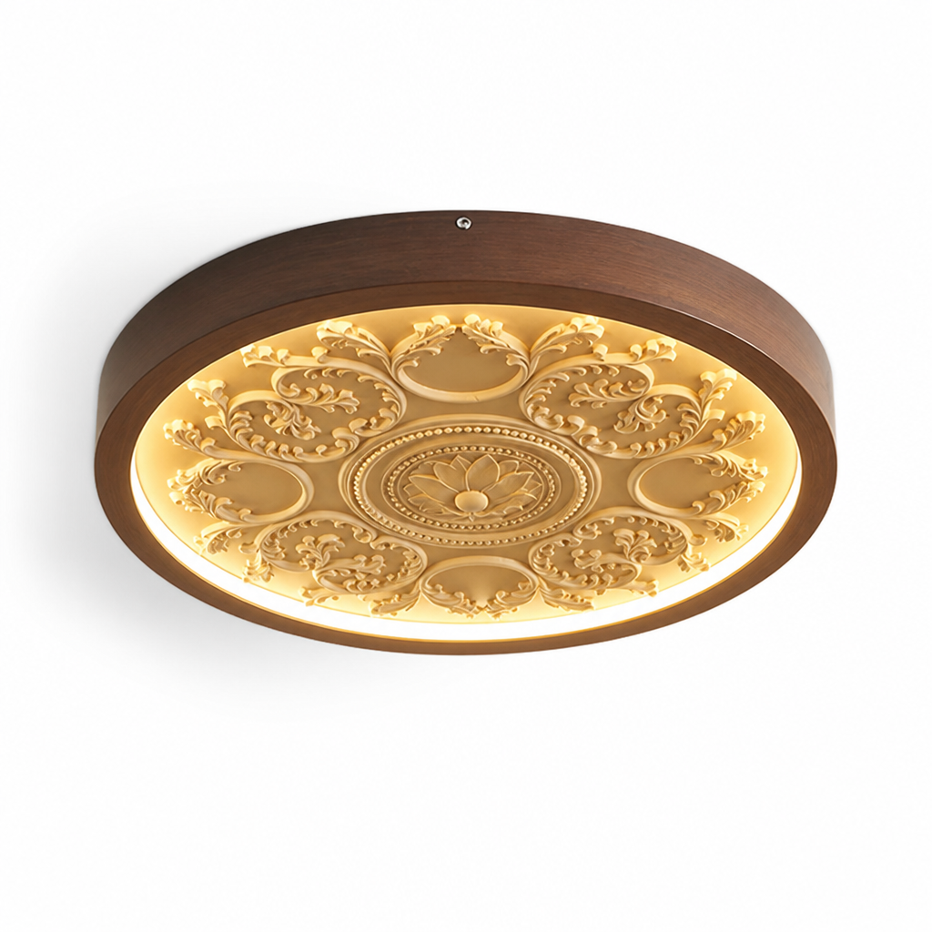 Dimmable Remote-Controlled Carved Floral LED Ceiling Light