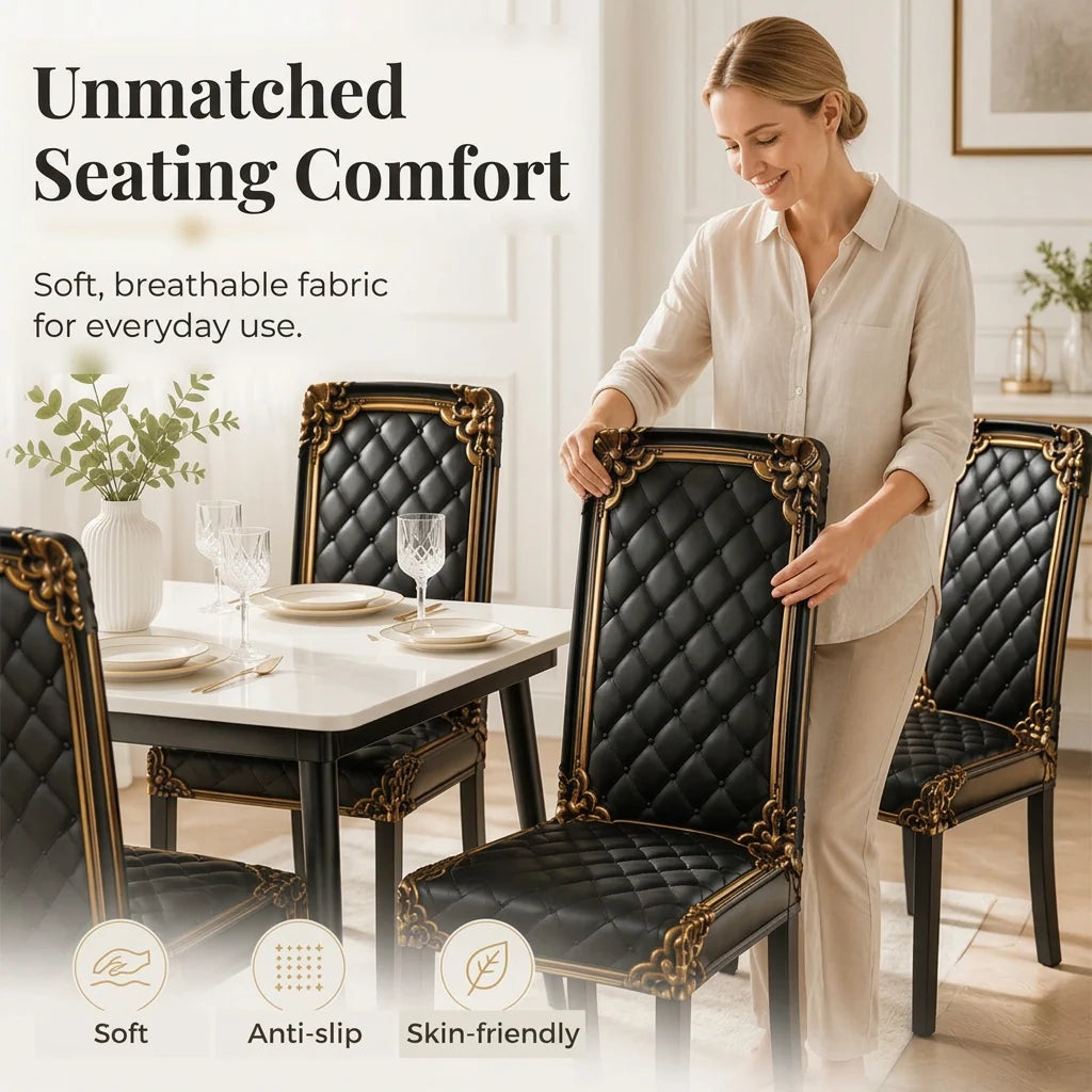 Dining Chair Covers Stretch Fit Baroque Print Machine-Washable