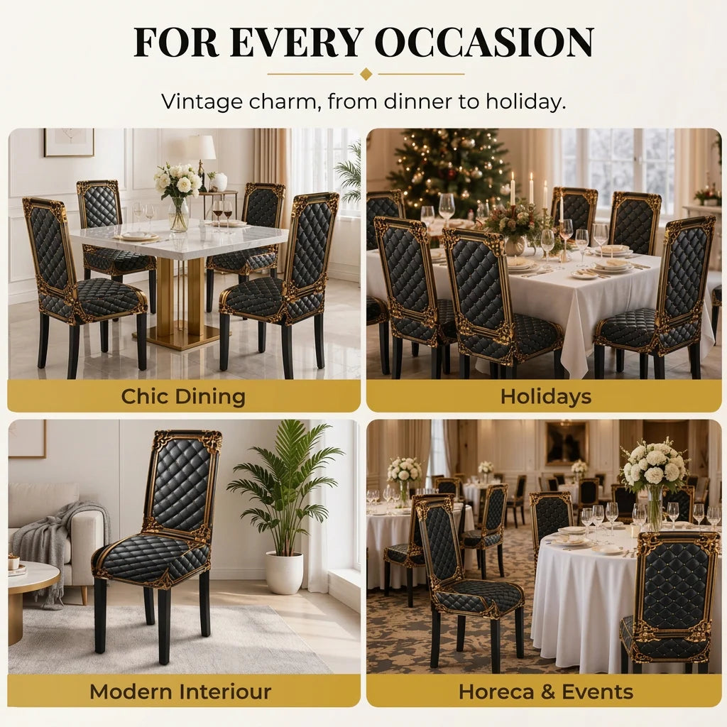 Dining Chair Covers Stretch Fit Baroque Print Machine-Washable