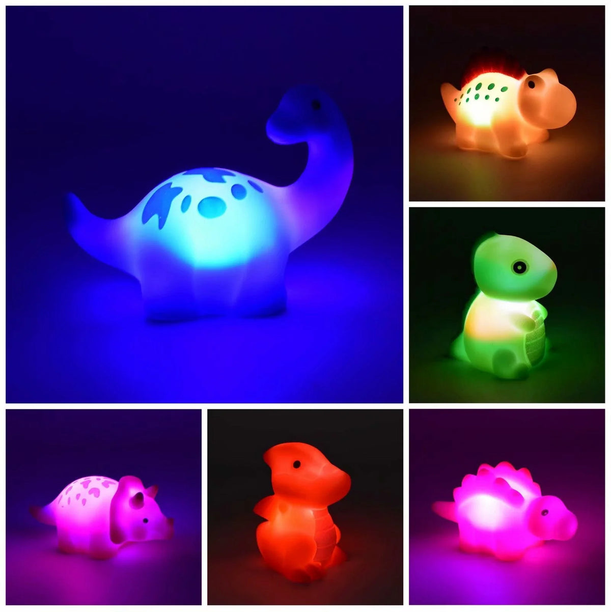 Dinosaur Bath Toy Waterproof Color-Changing LED BPA-Free