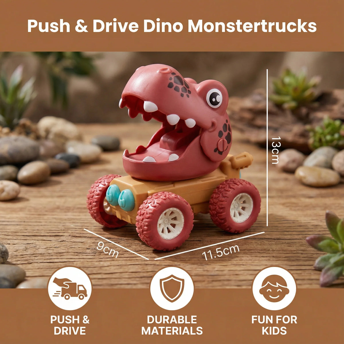 Dinosaur Truck Push-Activated Indoor & Outdoor Wheels