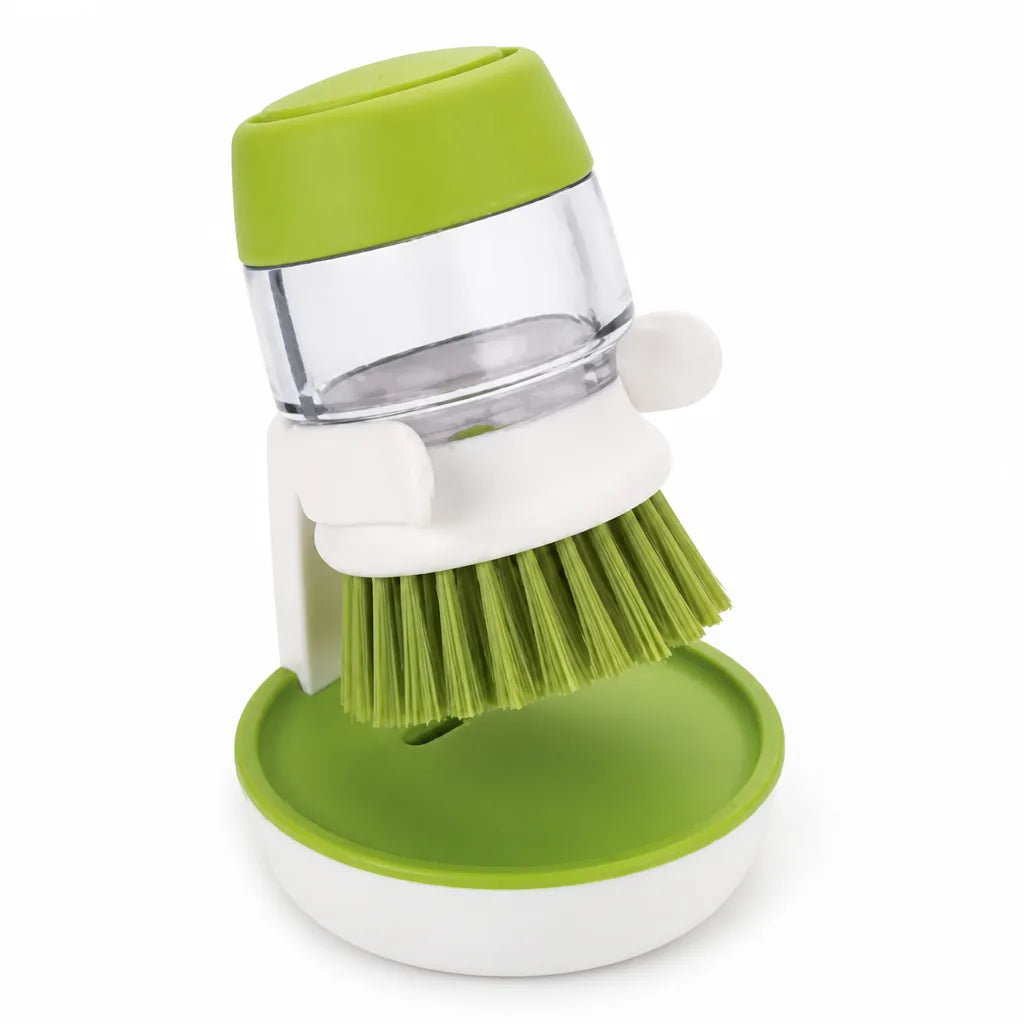 Dish Brush Built-In Soap Dispenser & Ergonomic Non-Slip Handle