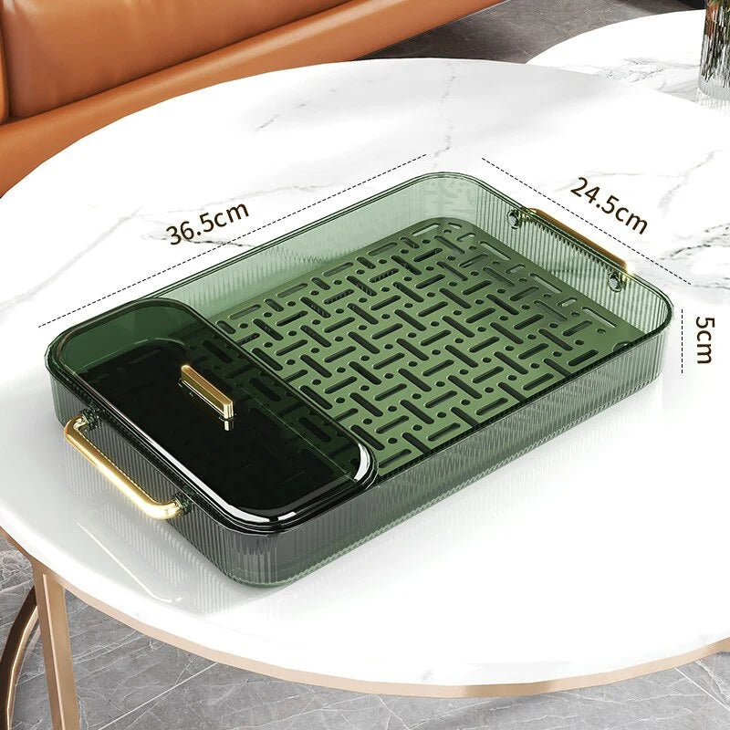 Dish Drainer Tray Dual-Purpose Serving Grid Design