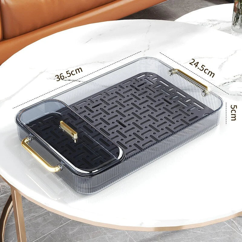 Dish Drainer Tray Dual-Purpose Serving Grid Design