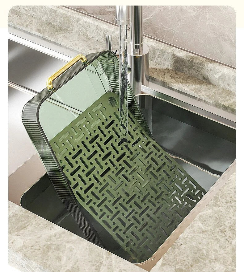 Dish Drainer Tray Dual-Purpose Serving Grid Design