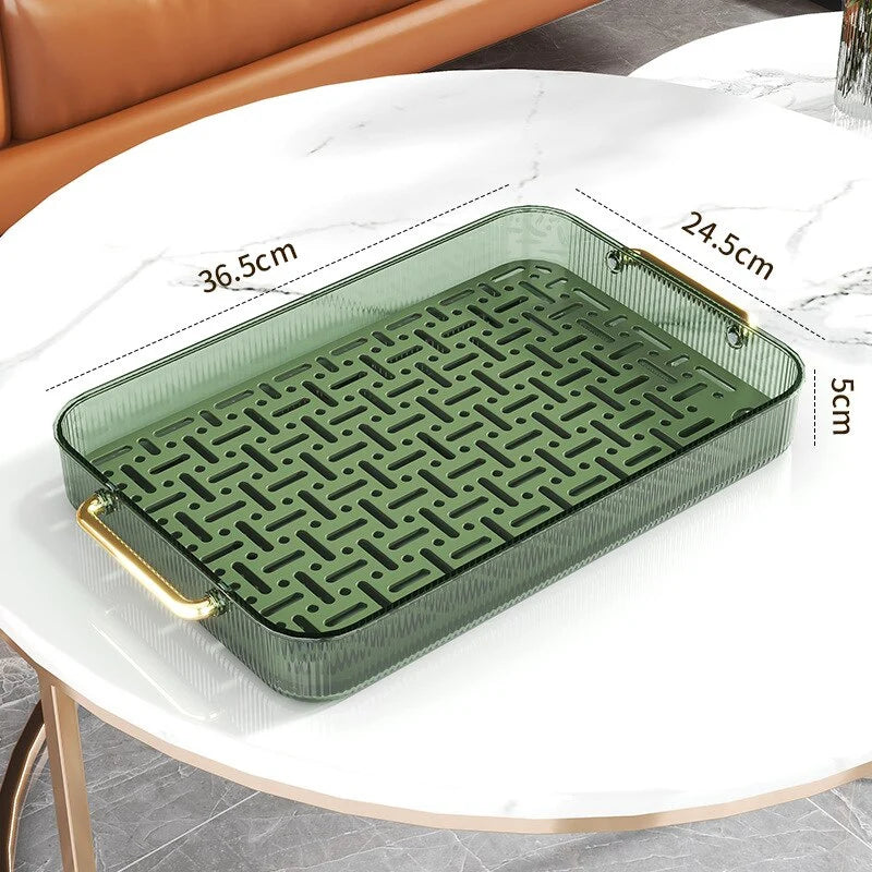 Dish Drainer Tray Dual-Purpose Serving Grid Design