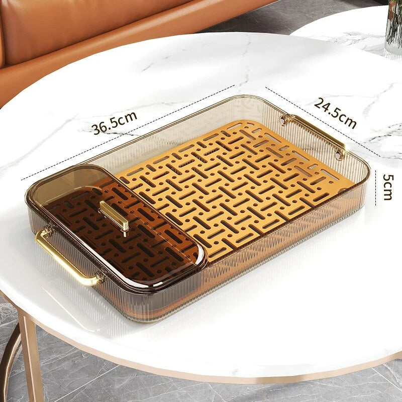 Dish Drainer Tray Dual-Purpose Serving Grid Design